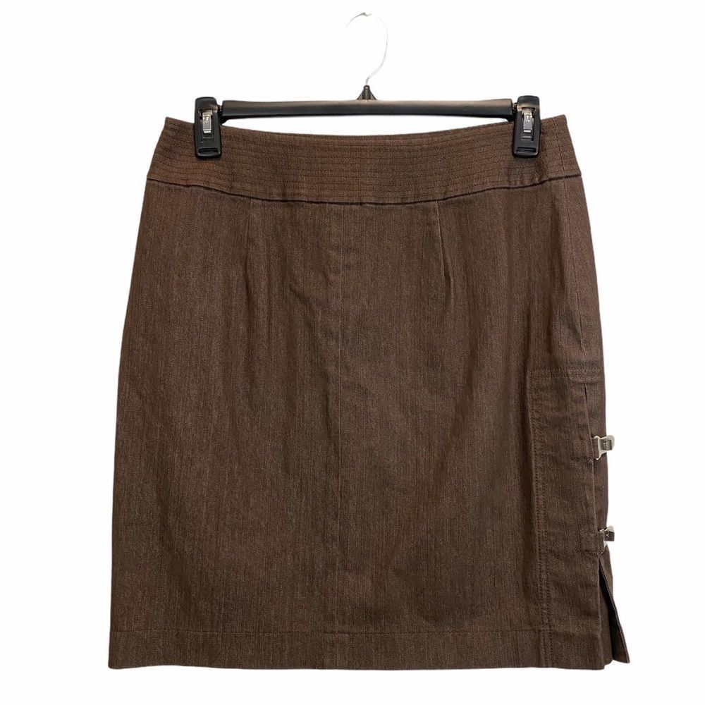 W by‎ WORTH Brown Pencil Cut Skirt Sz 10 Dark Academia